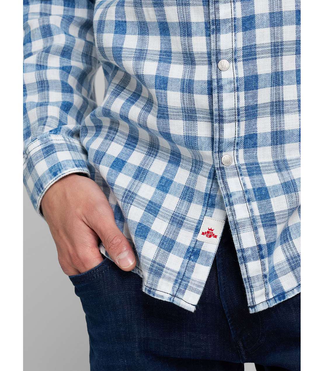 ブリーチ加工インディゴコットンシャツ 詳細画像 ブルー/ホワイト 7